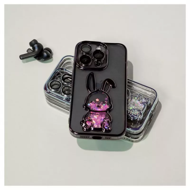 iLike Apple iPhone 14 Pro Max Funda de silicona Print Desire Rabbit lila