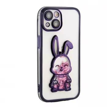 iLike Apple iPhone 15 Funda de silicona Print Desire Rabbit lila
