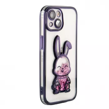 iLike Apple iPhone 15 Funda de silicona Print Desire Rabbit lila