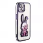 iLike Apple iPhone 15 Funda de silicona Print Desire Rabbit lila