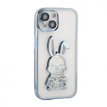 iLike Apple iPhone 15 Funda de silicona Print Desire Rabbit azul