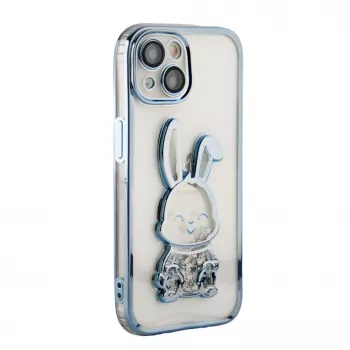 iLike Apple iPhone 15 Funda de silicona Print Desire Rabbit azul
