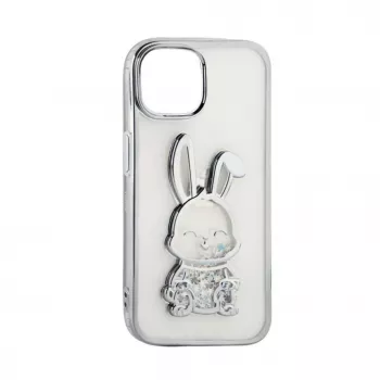 iLike Apple iPhone 15 Pro Funda de silicona Print Desire Rabbit plata