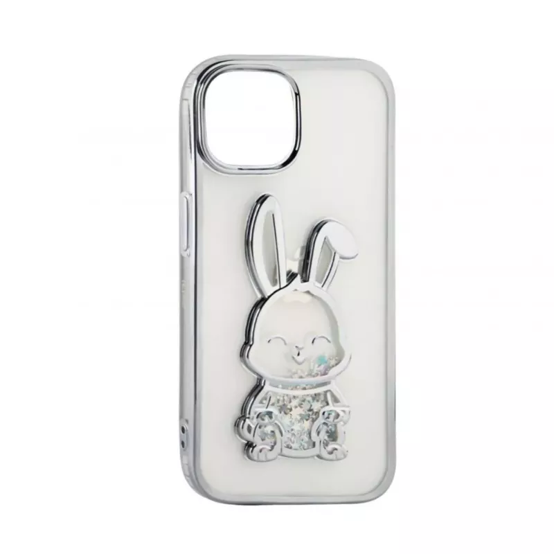 iLike Apple iPhone 15 Pro Funda de silicona Print Desire Rabbit plata