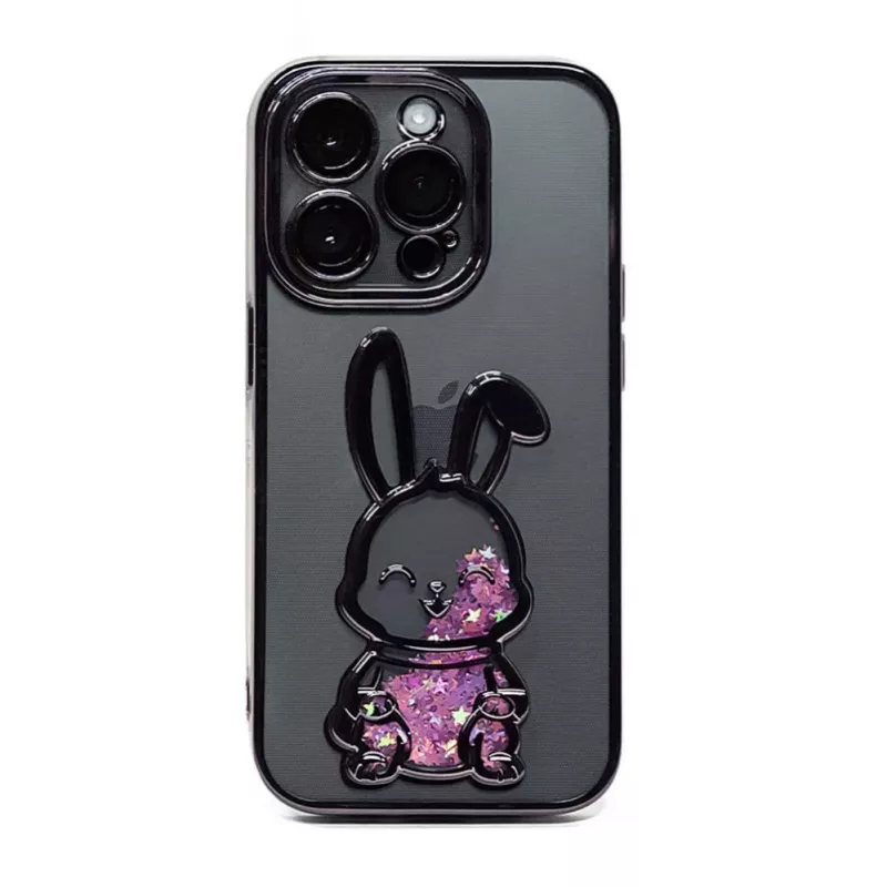 iLike Apple iPhone 15 Pro Max Funda de silicona Print Desire Rabbit lila