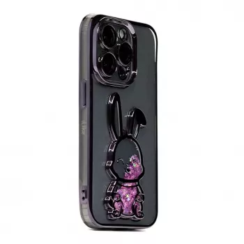 iLike Apple iPhone 15 Pro Max Funda de silicona Print Desire Rabbit lila