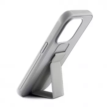 iLike Apple iPhone 15 funda de silicona con soporte plateada
