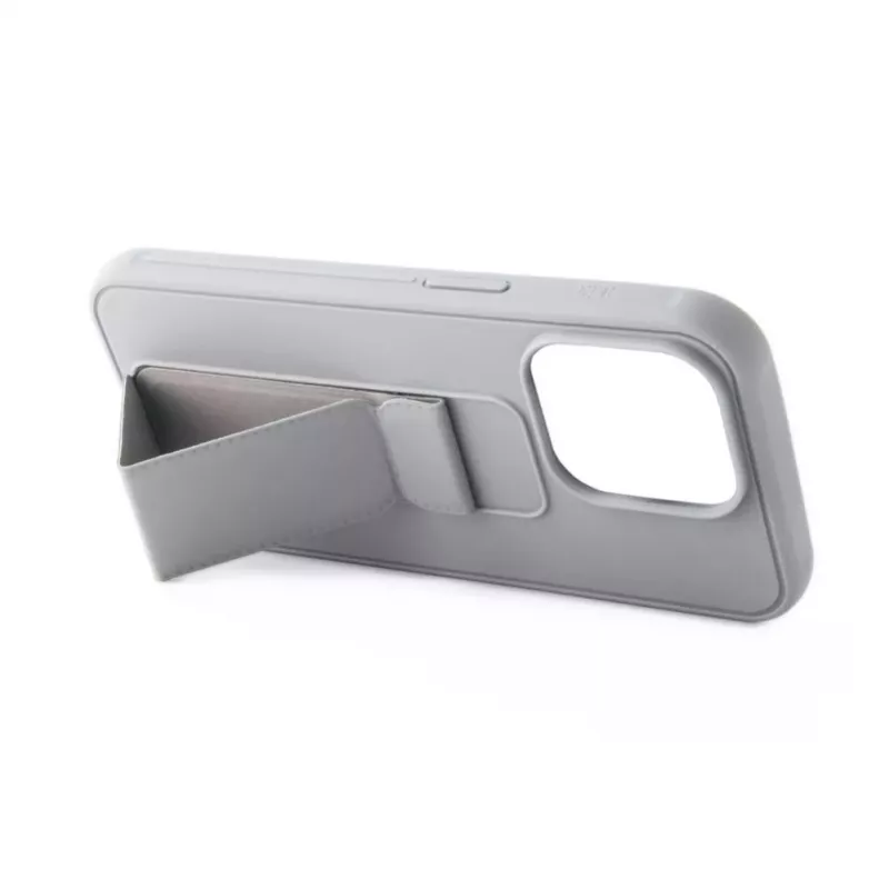 iLike Apple iPhone 15 Plus funda de silicona con soporte plateada