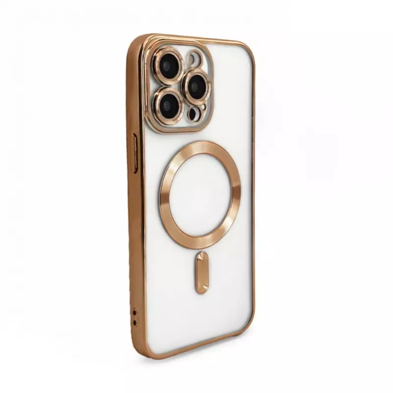 iLike Apple iPhone 15 Pro funda TPU Electroplate con MagSafe transparente dorada