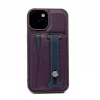 iLike Apple iPhone 14 Funda con soporte y bolsillo de piel Morado