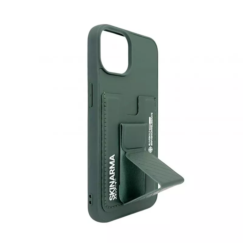 iLike Apple iPhone 14 Funda con soporte y bolsillo oculto de piel verde