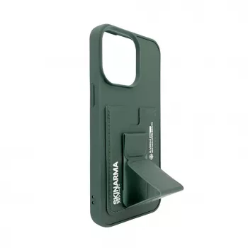 iLike Apple iPhone 15 Pro Funda de piel con bolsillo oculto y soporte verde
