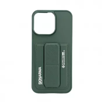 iLike Apple iPhone 15 Pro Funda de piel con bolsillo oculto y soporte verde