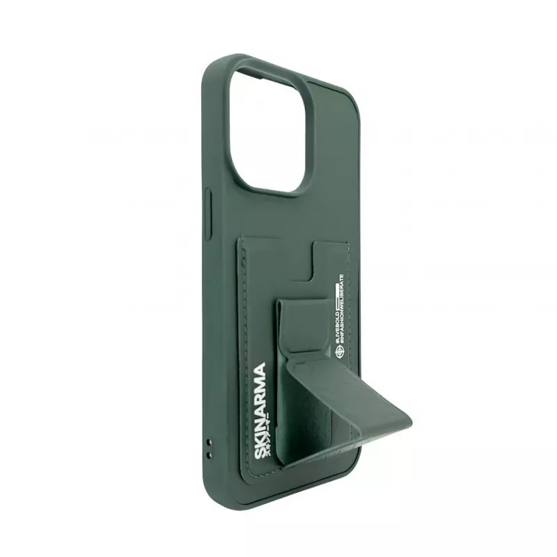 iLike Apple iPhone 15 Pro Max Funda con soporte y bolsillo oculto de piel verde