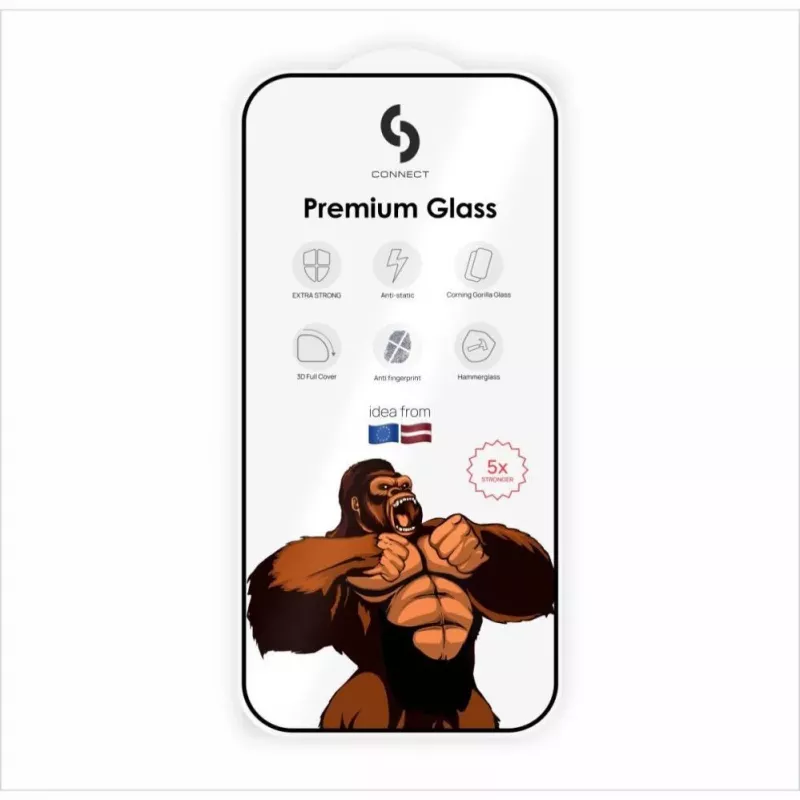 Connect Samsung Galaxy S23 Privacy 2.5D Silk Full Cover Anti-Static Más resistente Negro