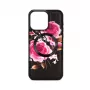 Evelatus Apple iPhone 14 Pro Max Funda de piel diseño de cremallera flor Negro