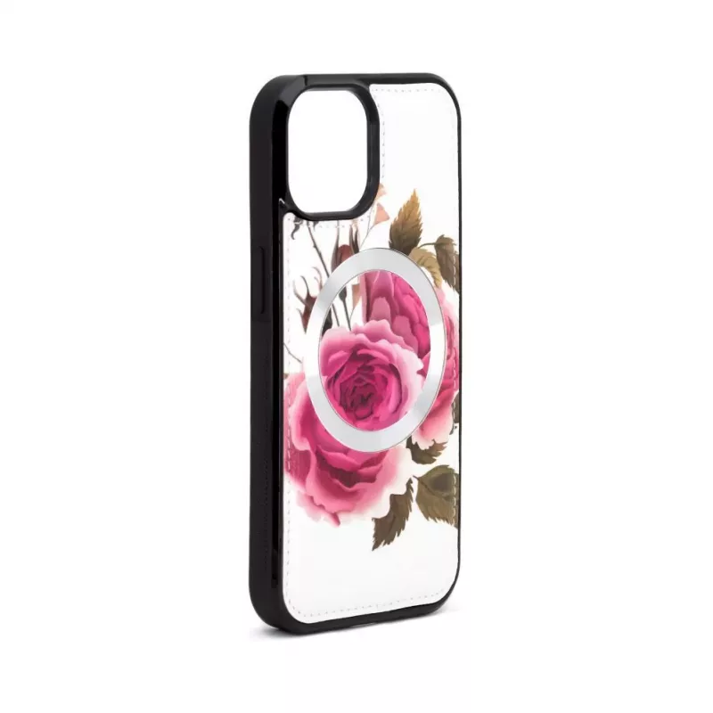 Evelatus Apple iPhone 15 Funda de piel diseño de cremallera flor Blanco