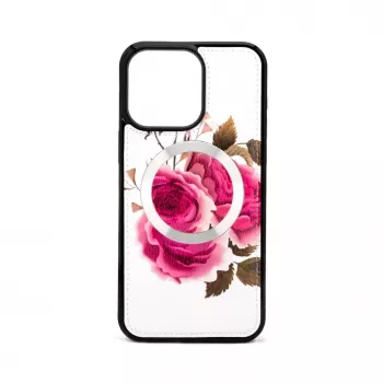 Funda de piel Evelatus para Apple iPhone 15 Pro con diseño de cremallera Flower White