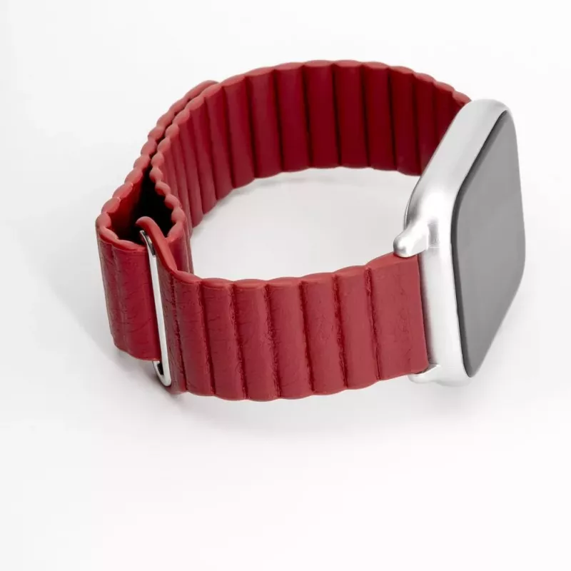 Correa Connect 22mm Flat Head Cuero-Silicona Loop Magnética (130mm M/L) Rojo vino