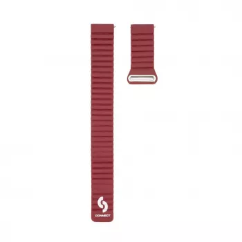 Correa Connect 22mm Flat Head Cuero-Silicona Loop Magnética (130mm M/L) Rojo vino
