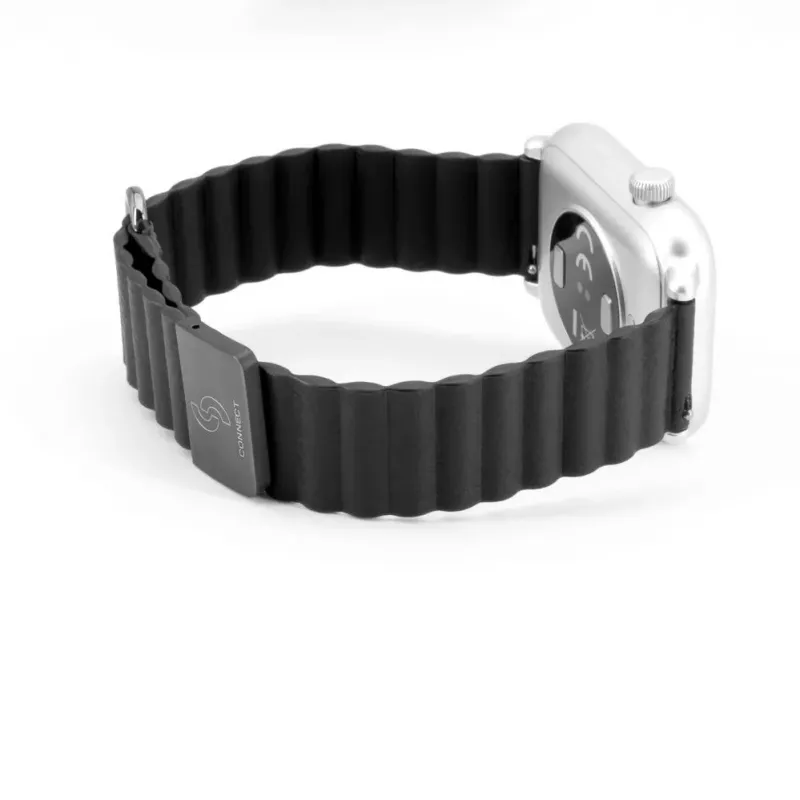 Correa de reloj con hebilla trasera cortical y cierre magnético Connect 22mm (130mm M/L) negra