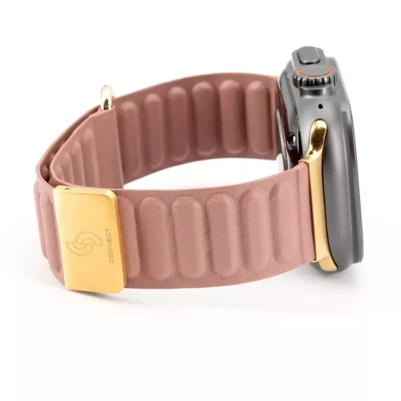 Correa magnética de cuero sintético premium para Connect Watch 42/44/45mm rosa