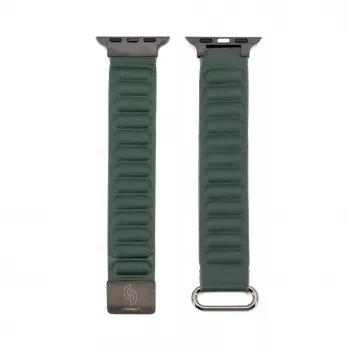 Correa magnética de piel sintética premium para Connect Watch 42/44/45mm Cedar Green