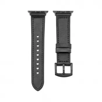 Correa de reloj de piel con parche de silicona para Connect Watch 38/40/41mm (132mm M/L) negra