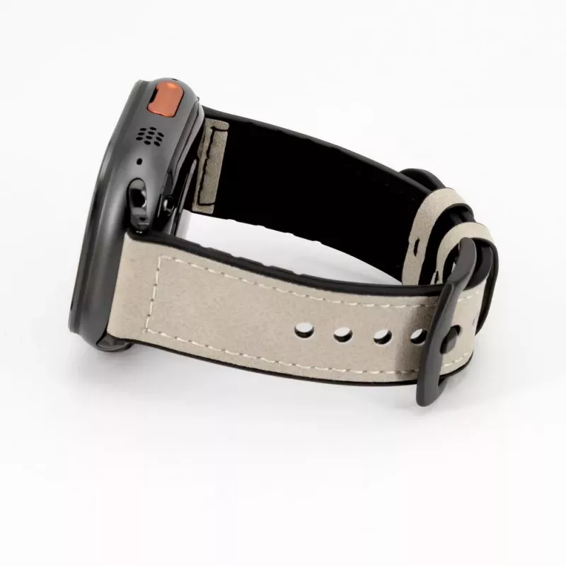 Correa de piel con parche de silicona para Connect Watch 38/40/41mm (132mm M/L) blanca