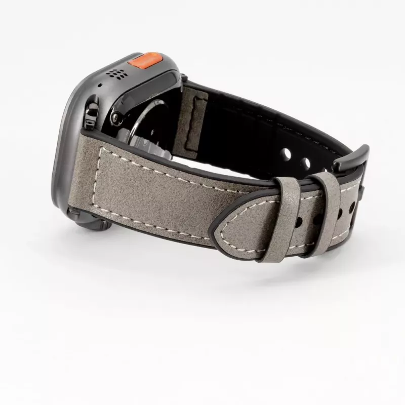 Correa de piel con parche de silicona para Connect Watch 38/40/41mm (132mm M/L) plateada