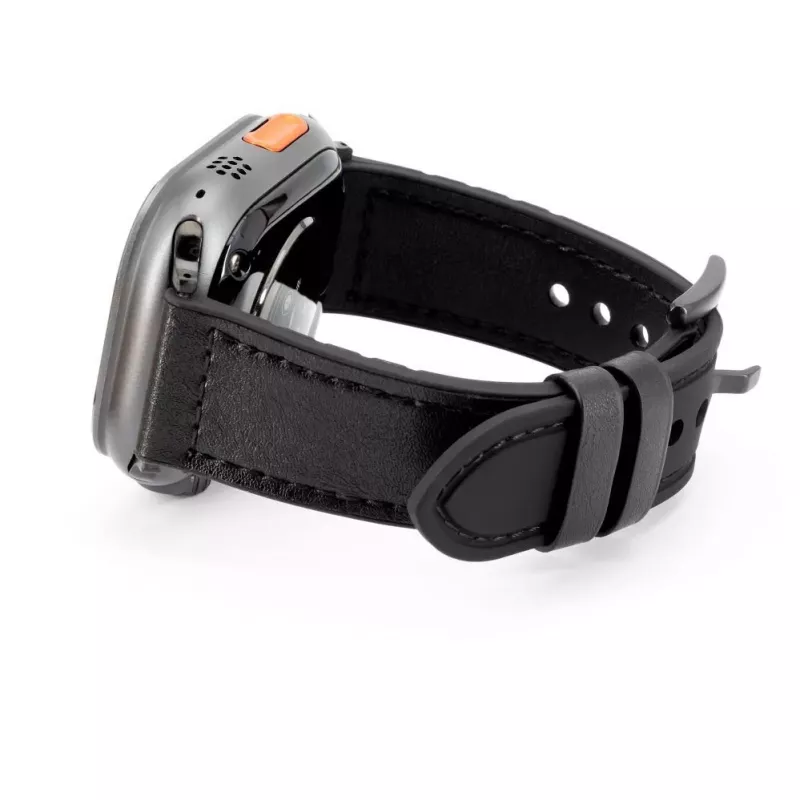 Correa de piel con parche de silicona para Connect Watch 42/44/45mm (132mm M/L) negra