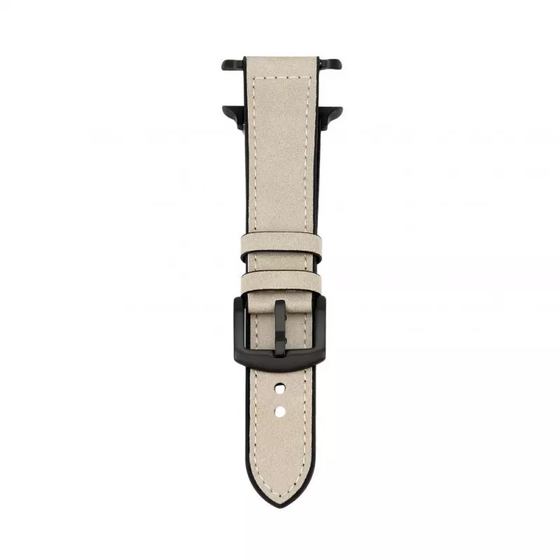 Correa de piel con parche de silicona para Connect Watch 42/44/45mm (132mm M/L) blanca