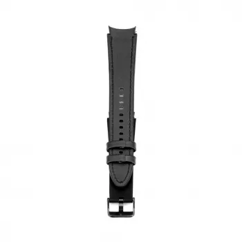 Correa de reloj de piel con parche de silicona Connect 20mm (130mm M/L) negra