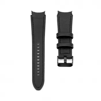 Correa de reloj de piel con parche de silicona Connect 20mm (130mm M/L) negra
