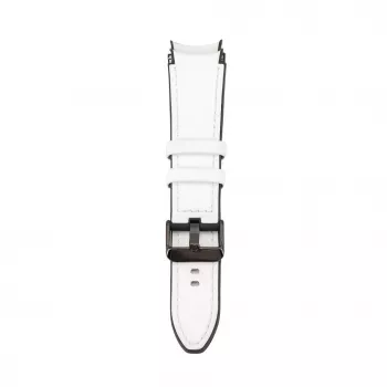 Correa de reloj de piel con parche de silicona Connect 20mm (130mm M/L) blanca