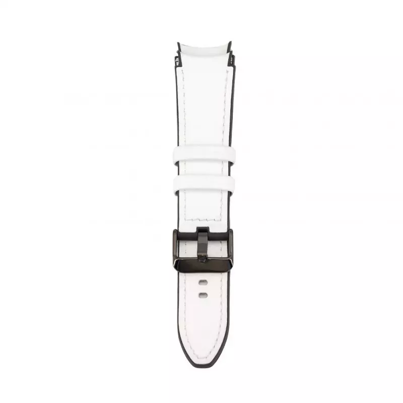 Correa de reloj de piel con parche de silicona Connect 20mm (130mm M/L) blanca