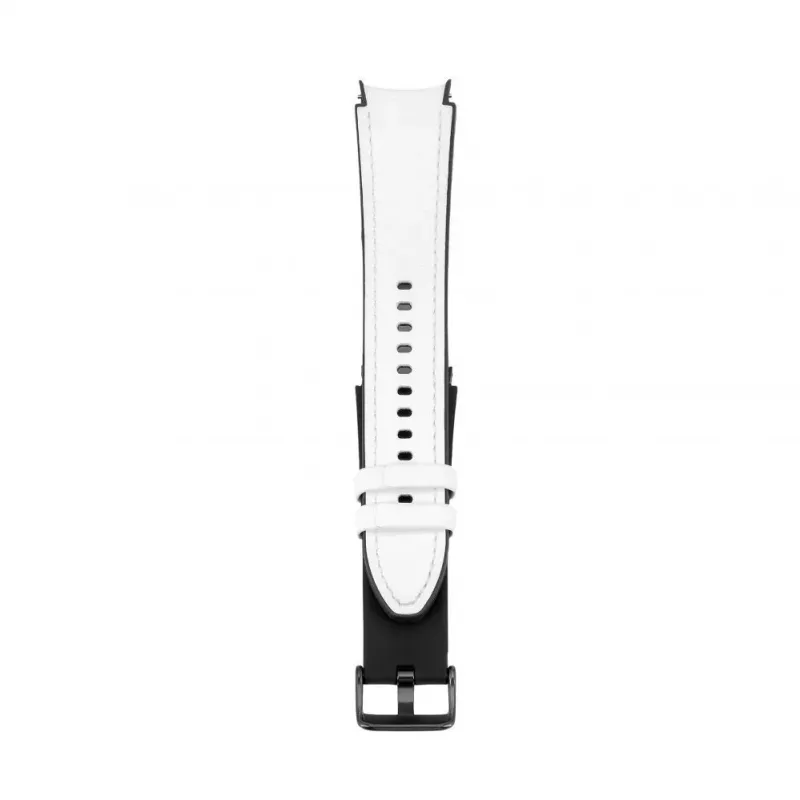 Correa de reloj de piel con parche de silicona Connect 20mm (130mm M/L) blanca