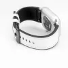 Correa de reloj de piel con parche de silicona Connect 20mm (130mm M/L) blanca