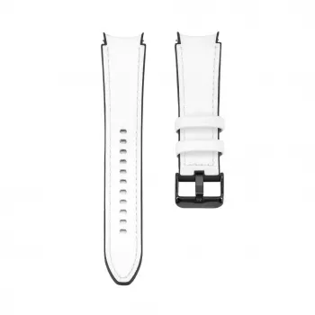 Correa de reloj de piel con parche de silicona Connect 20mm (130mm M/L) blanca