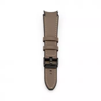 Correa de reloj de piel con parche de silicona Connect 20mm (130mm M/L) taupe