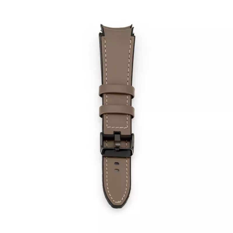 Correa de reloj de piel con parche de silicona Connect 20mm (130mm M/L) taupe