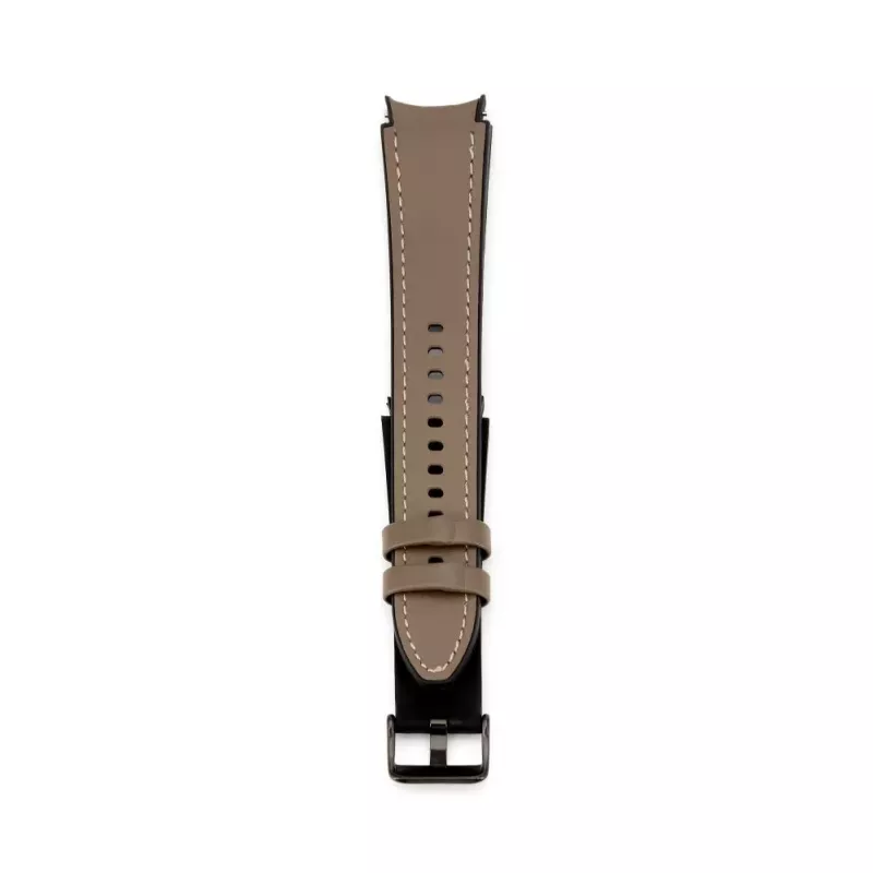 Correa de reloj de piel con parche de silicona Connect 20mm (130mm M/L) taupe