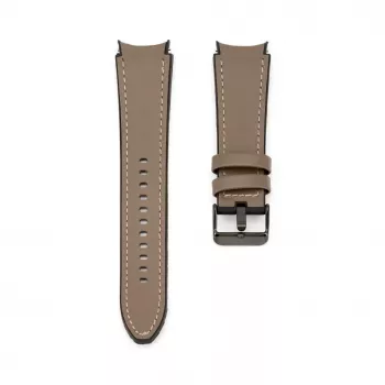Correa de reloj de piel con parche de silicona Connect 20mm (130mm M/L) taupe
