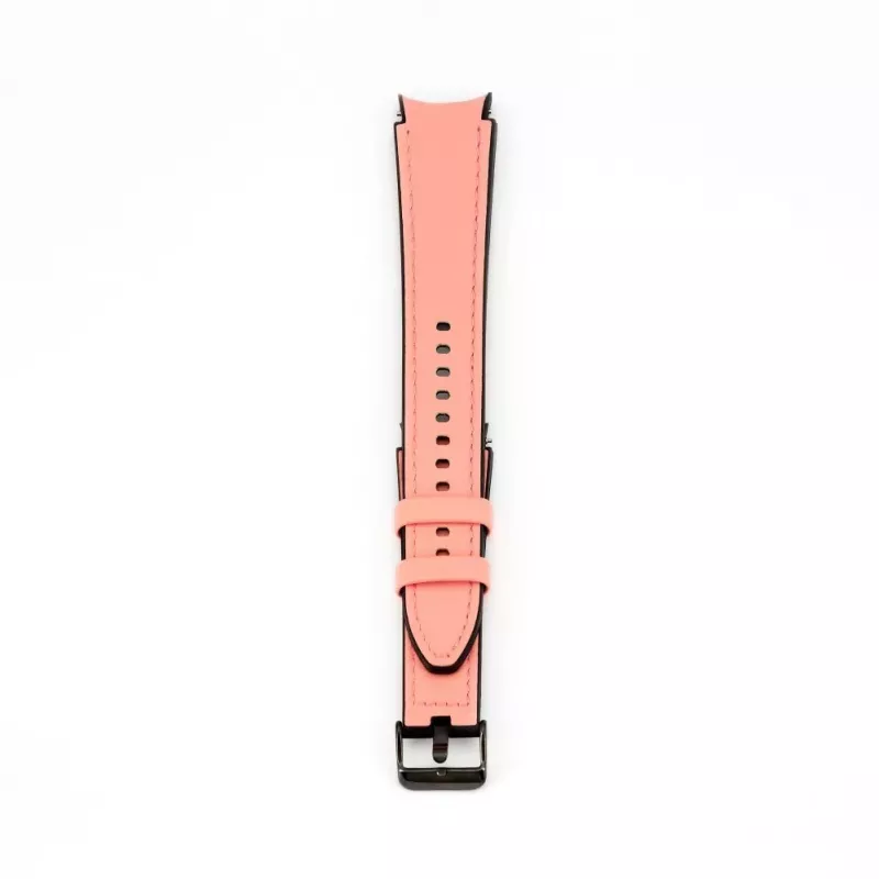 Correa de reloj de piel con parche de silicona Connect 20mm (130mm M/L) rosa