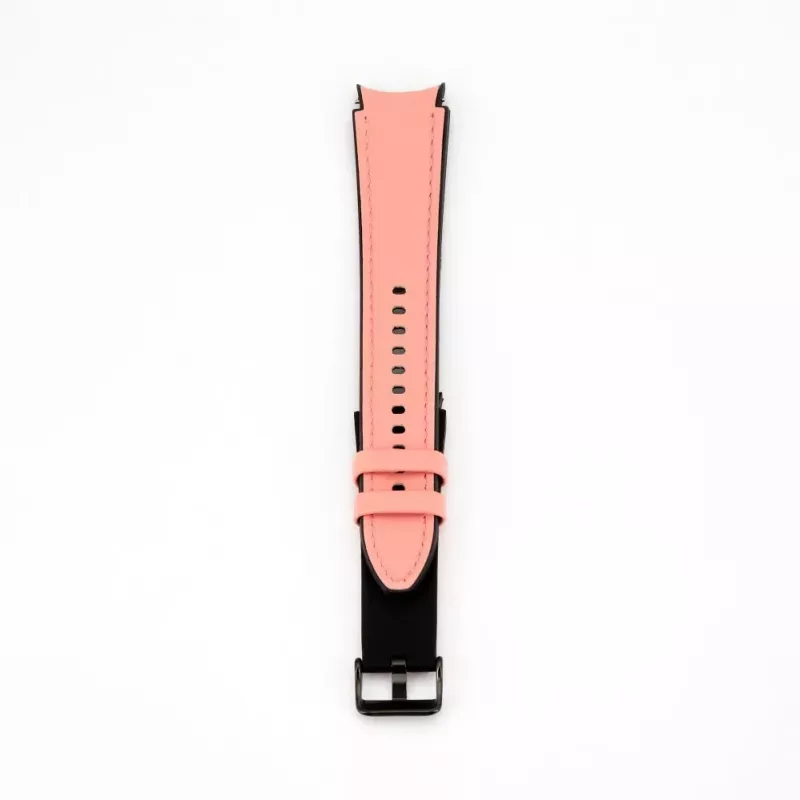 Correa de reloj de piel con parche de silicona Connect 20mm (130mm M/L) rosa