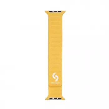 Correa de reloj de sarga tejida fina con cadena magnética para Connect Watch 42/44/45mm amarilla