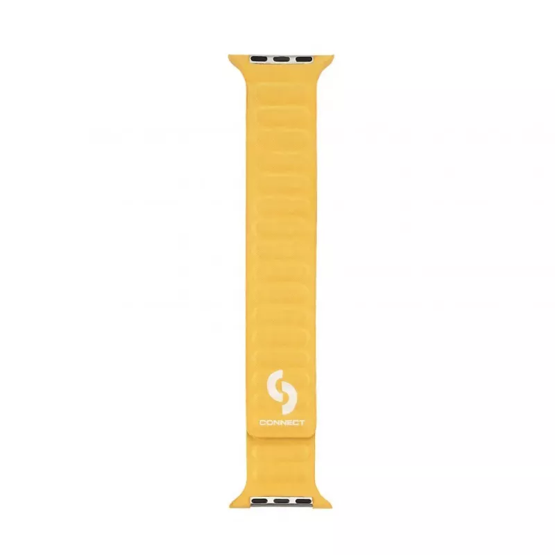 Correa de reloj de sarga tejida fina con cadena magnética para Connect Watch 42/44/45mm amarilla