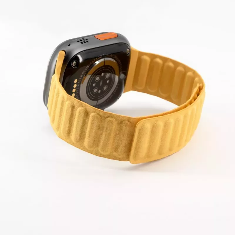 Correa de reloj de sarga tejida fina con cadena magnética para Connect Watch 42/44/45mm amarilla