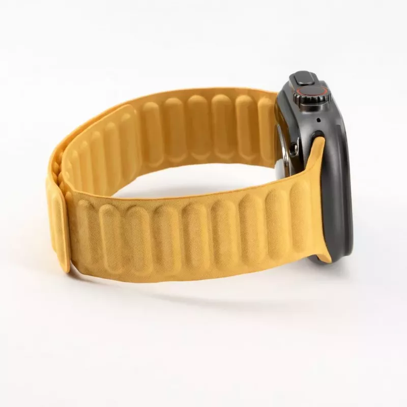 Correa de reloj de sarga tejida fina con cadena magnética para Connect Watch 42/44/45mm amarilla