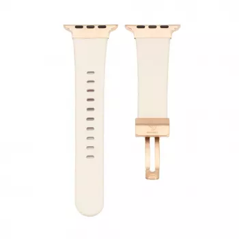 Correa de piel con hebilla de bucle simple para Connect Watch 42/44/45mm blanca